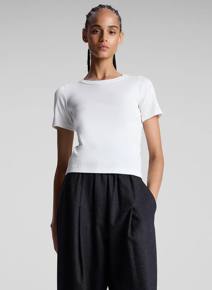 Women Paloma Cotton Rib Baby Tee White ALC Tees and Tanks