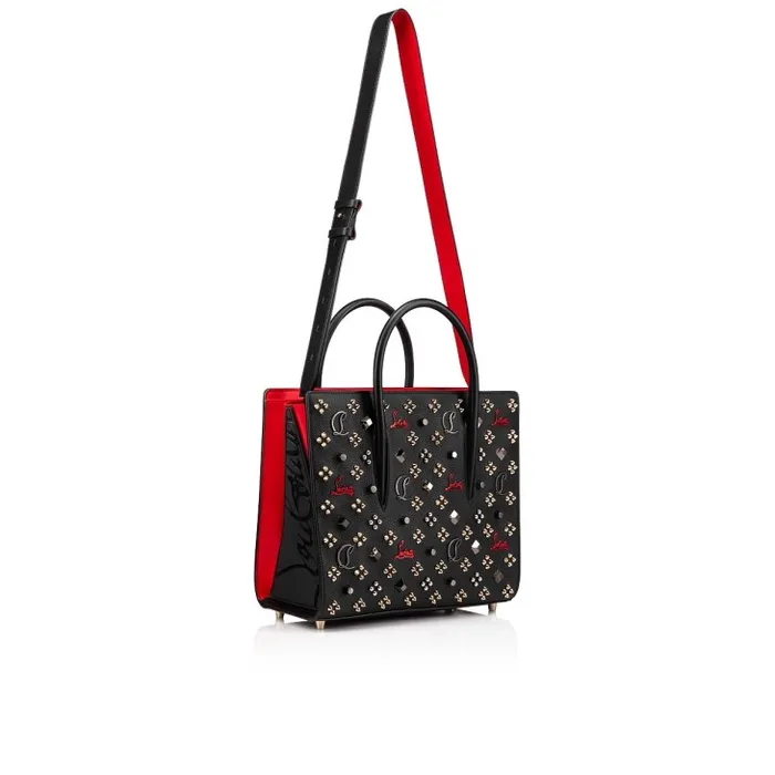 Women Paloma Medium Top Handle Bag 8211 Calf Leather And Gold Spikes Loubinthesky 8211 Black Christian Louboutin Crossbody Bags