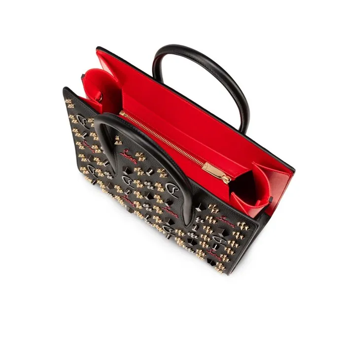 Women Paloma Medium Top Handle Bag 8211 Calf Leather And Gold Spikes Loubinthesky 8211 Black Christian Louboutin Crossbody Bags