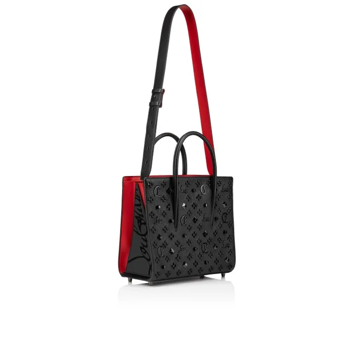 Women Paloma Medium Top Handle Bag 8211 Grained Calf Leather And Spikes Loubinthesky 8211 Black Christian Louboutin Top Handles