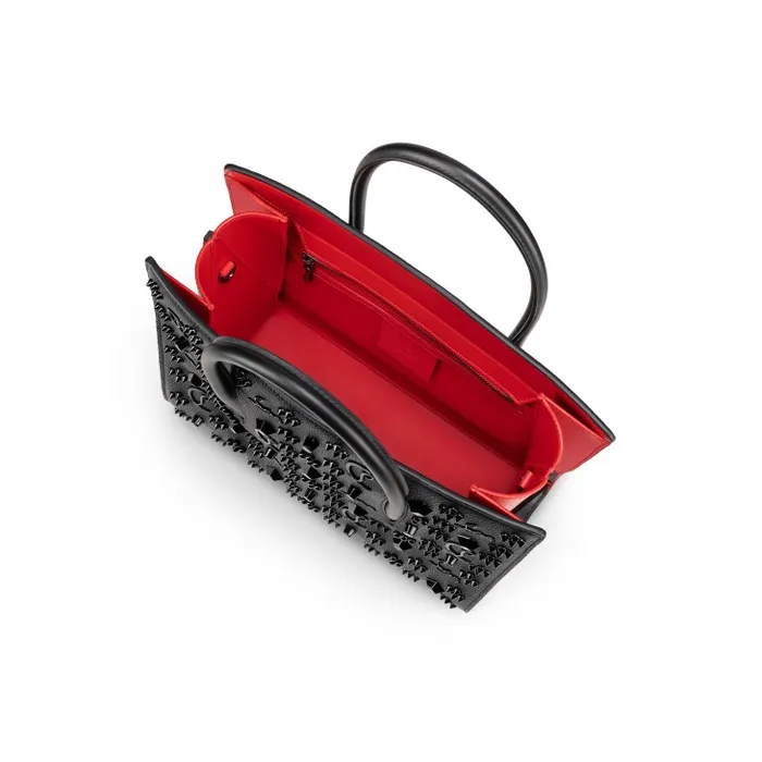 Women Paloma Medium Top Handle Bag 8211 Grained Calf Leather And Spikes Loubinthesky 8211 Black Christian Louboutin Top Handles