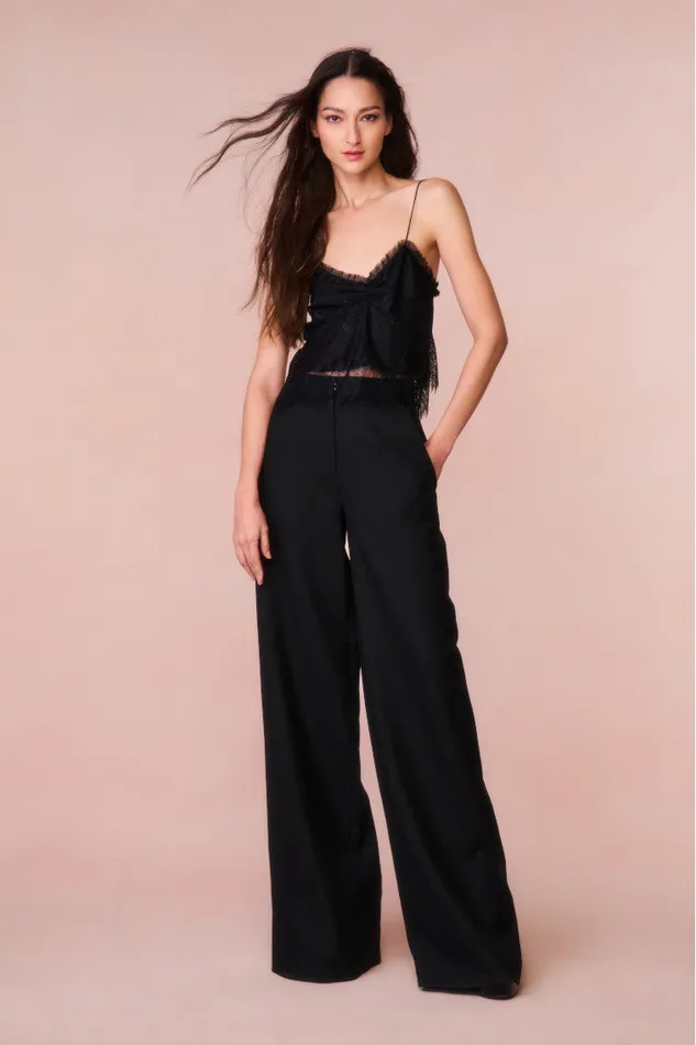 Women Pants and Shorts LoveShackFancy Samuela Wide Leg Trouser Black