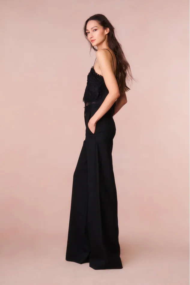 Women Pants and Shorts LoveShackFancy Samuela Wide Leg Trouser Black