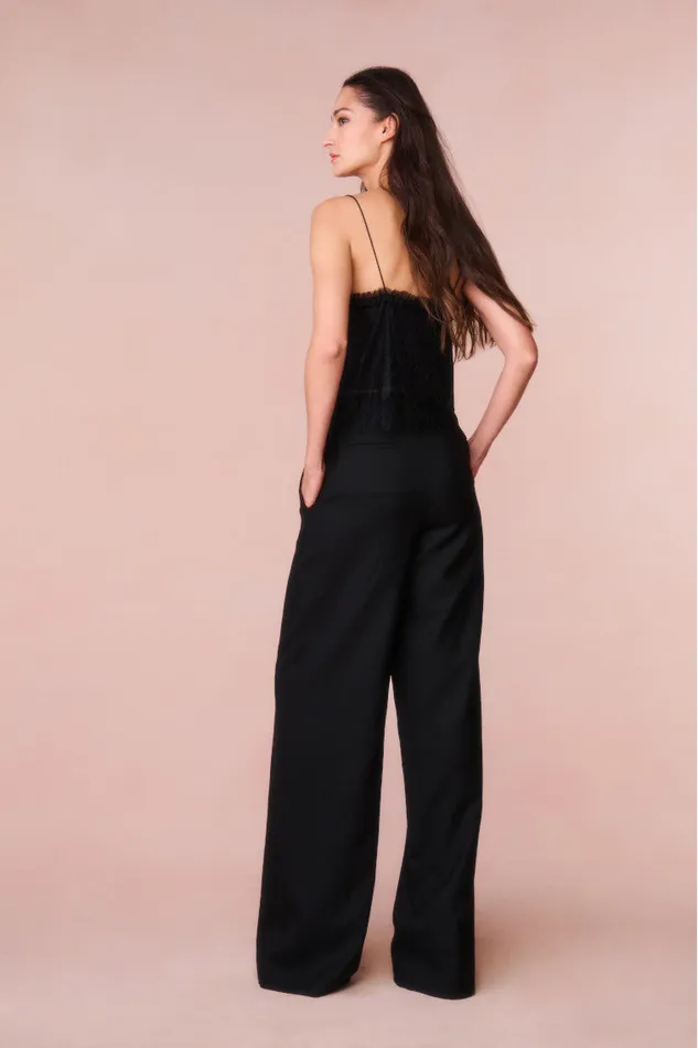 Women Pants and Shorts LoveShackFancy Samuela Wide Leg Trouser Black