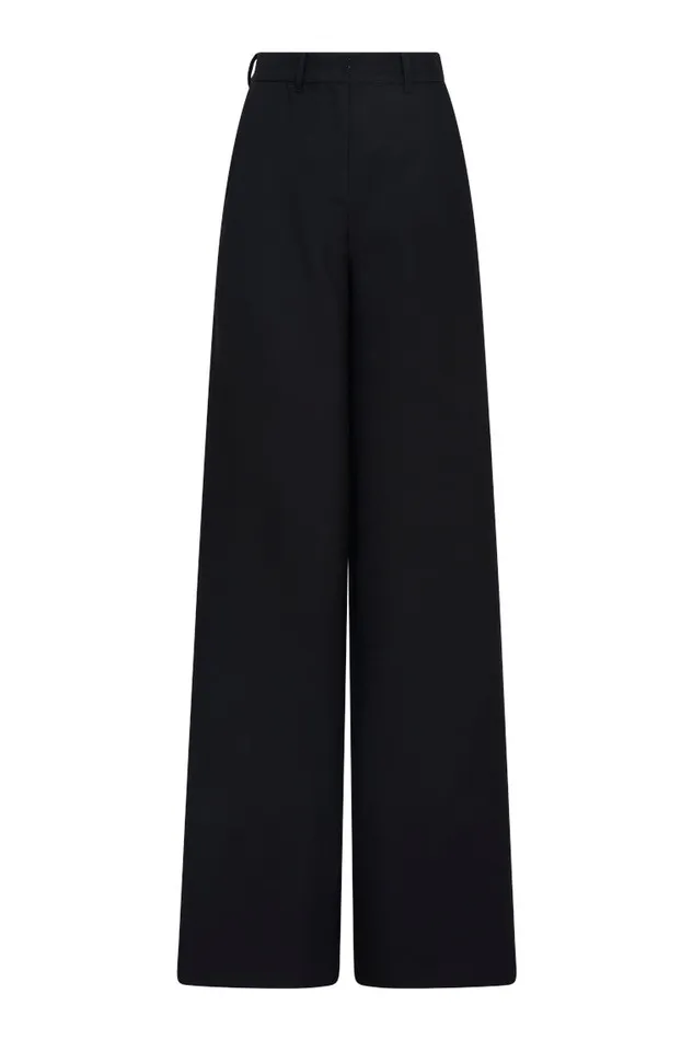 Women Pants and Shorts LoveShackFancy Samuela Wide Leg Trouser Black