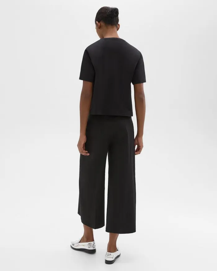 Women Pants Theory Cropped WideLeg Pant In Good Linen Black