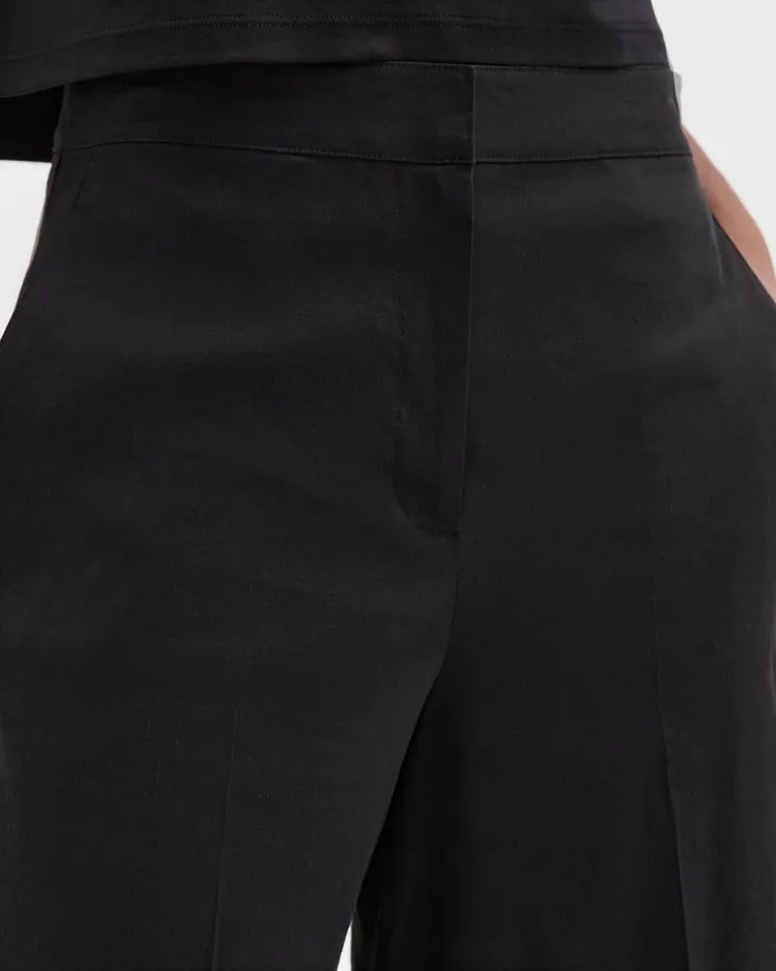 Women Pants Theory Cropped WideLeg Pant In Good Linen Black