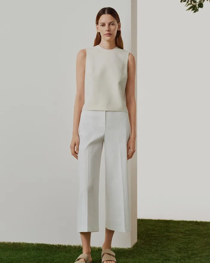 Women Pants Theory Cropped WideLeg Pant In Good Linen Black