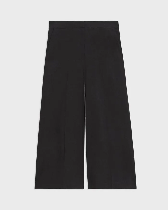 Women Pants Theory Cropped WideLeg Pant In Good Linen Black