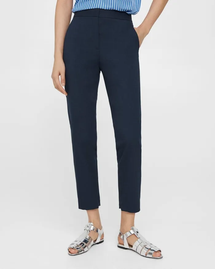 Women Pants Theory Fitted Pant In Textured Gabardine Baltic