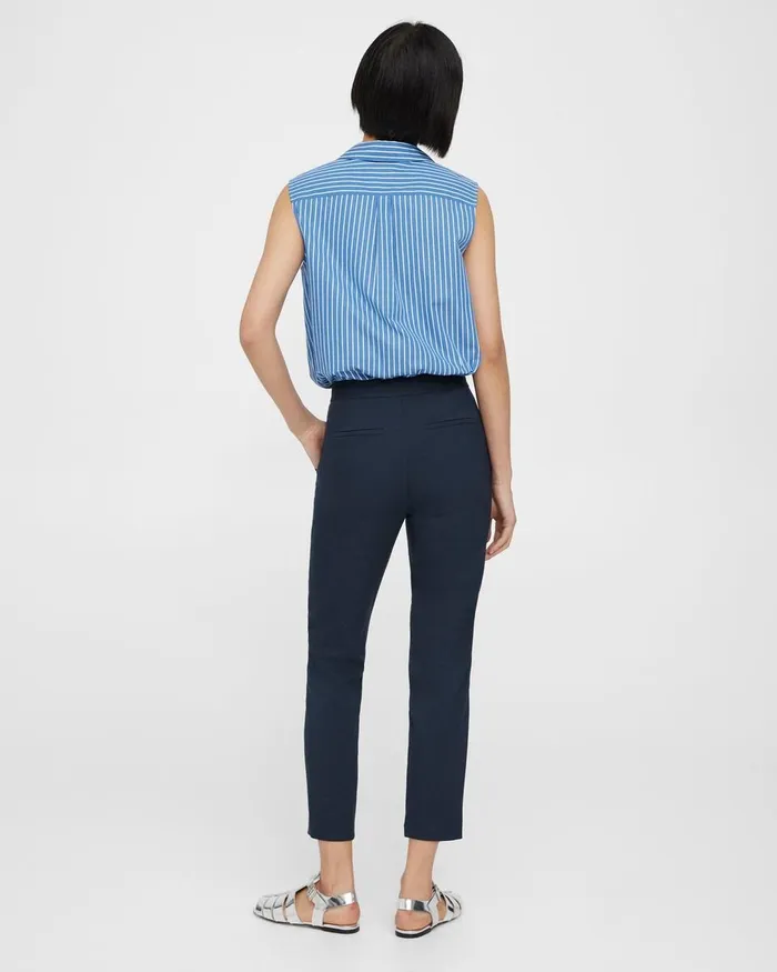 Women Pants Theory Fitted Pant In Textured Gabardine Baltic