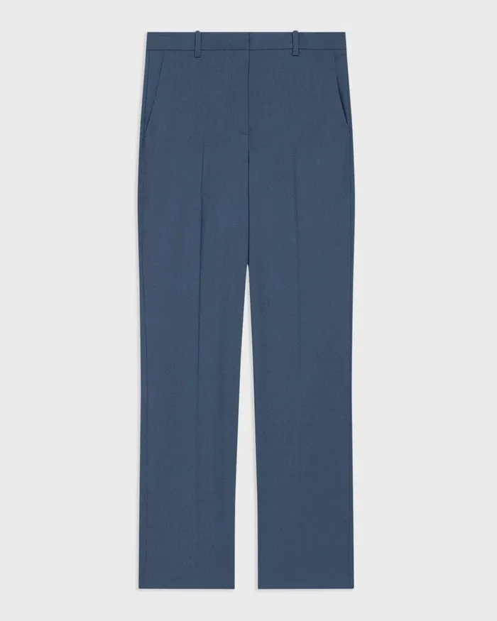 Women Pants Theory HighWaist StraightLeg Pant In Good Wool Ash Blue