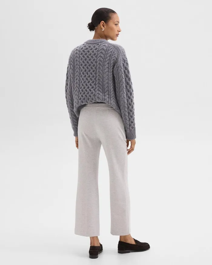 Women Pants Theory Kick Pant In Herringbone Knit Light Grey Melange