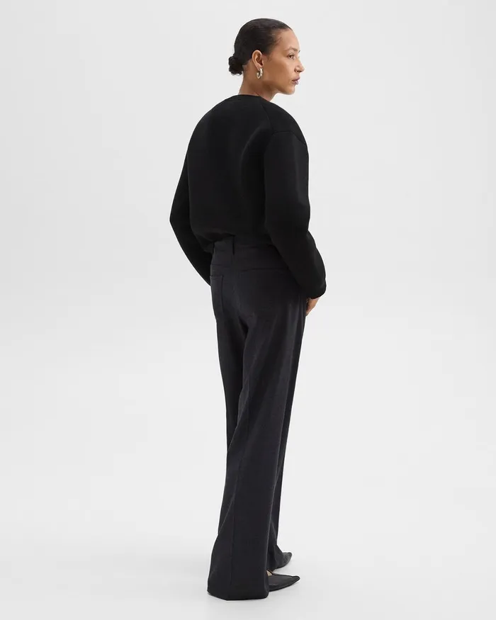 Women Pants Theory StraightLeg 5Pocket Pant In Stretch Flannel Charcoal Melange