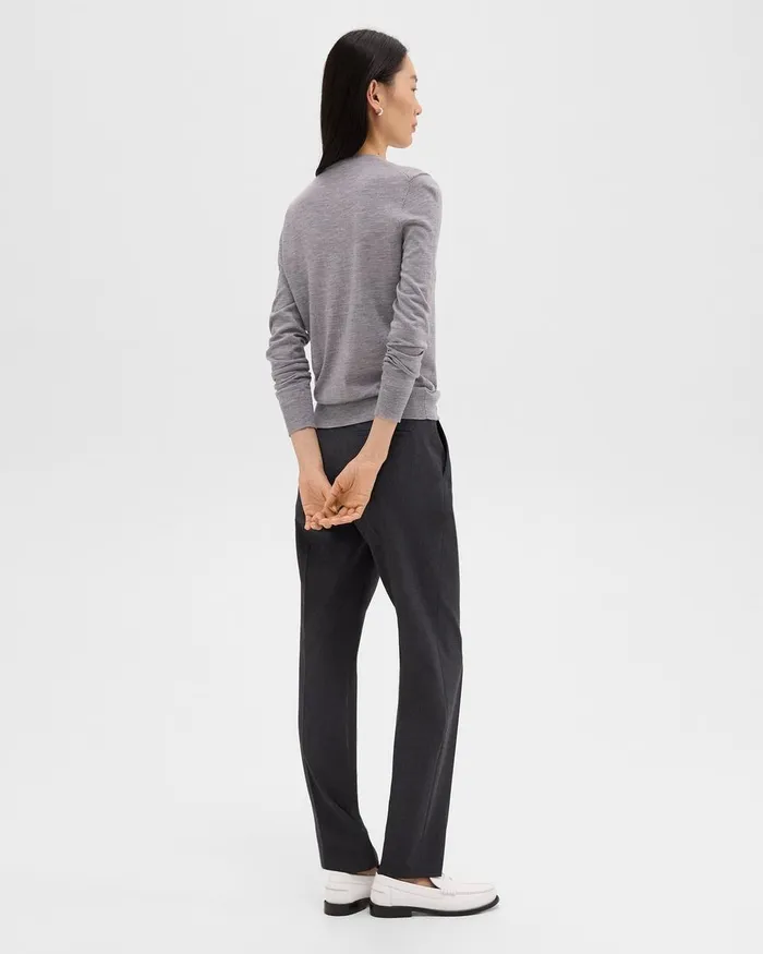 Women Pants Theory Treeca Full Length Pant In Good Wool Charcoal Melange