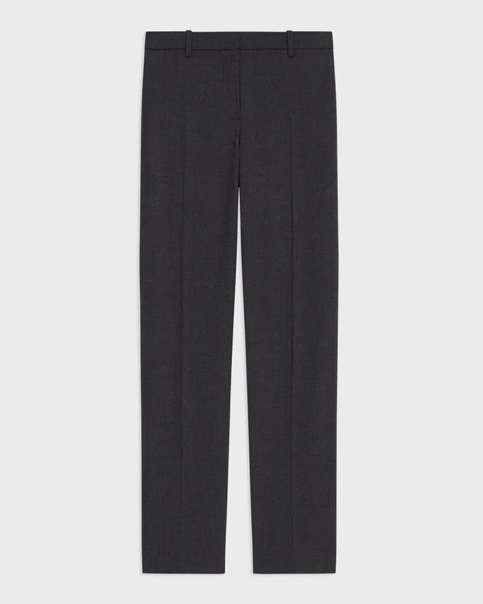 Women Pants Theory Treeca Full Length Pant In Good Wool Charcoal Melange