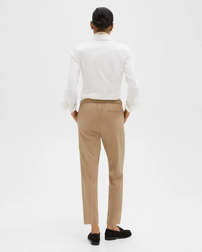 Women Pants Theory Treeca PullOn Pant In Sleek Flannel New Camel