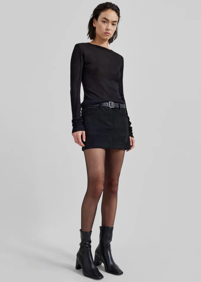 Women Peoria Faux Suede Mini Skirt 8211 Black The Frankie Shop Bottoms