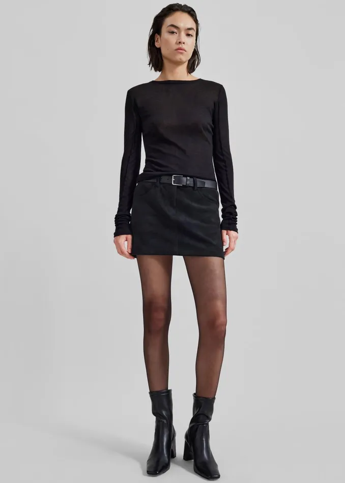 Women Peoria Faux Suede Mini Skirt 8211 Black The Frankie Shop Bottoms