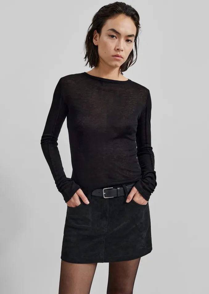 Women Peoria Faux Suede Mini Skirt 8211 Black The Frankie Shop Bottoms