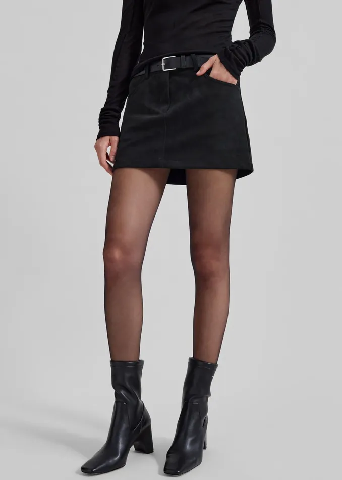 Women Peoria Faux Suede Mini Skirt 8211 Black The Frankie Shop Bottoms