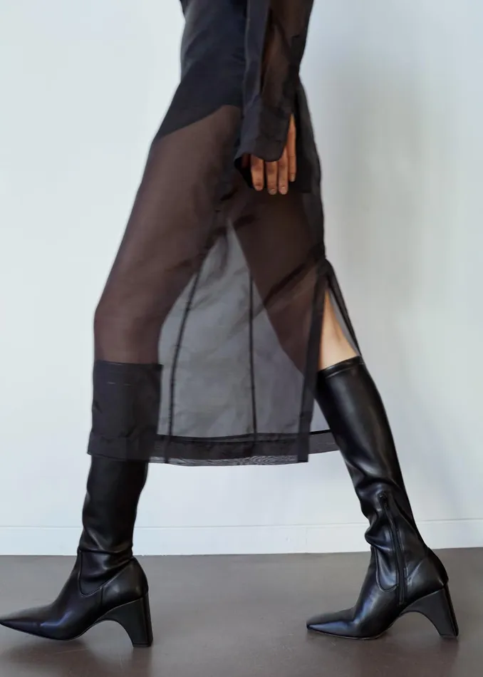 Women Peri Sheer Midi Skirt 8211 Black The Frankie Shop Bottoms