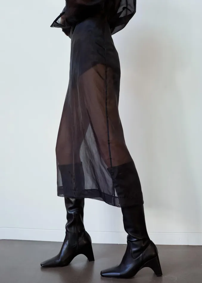 Women Peri Sheer Midi Skirt 8211 Black The Frankie Shop Bottoms