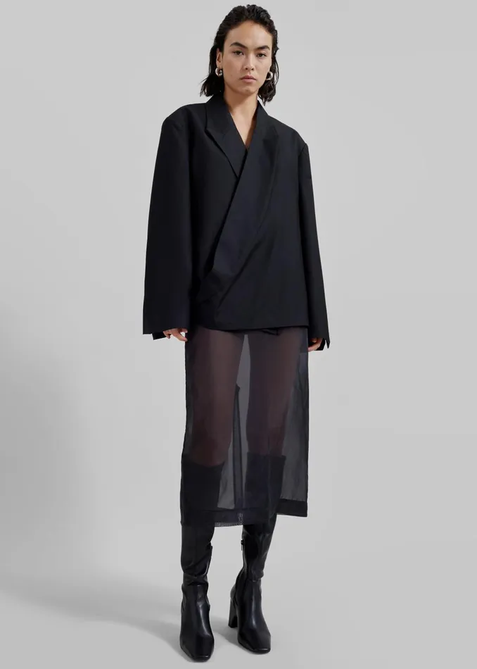 Women Peri Sheer Midi Skirt 8211 Black The Frankie Shop Bottoms