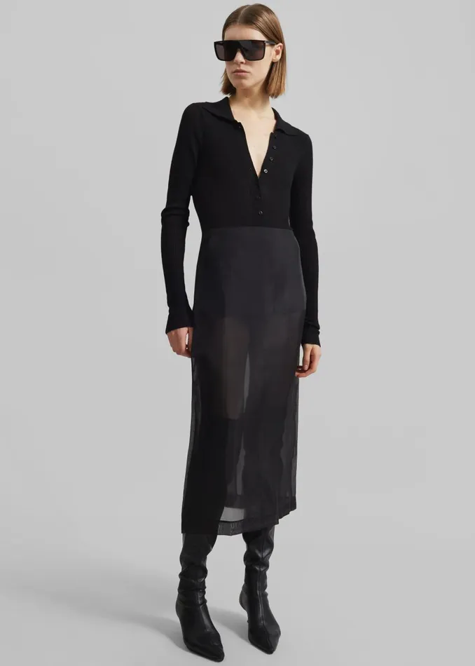 Women Peri Sheer Midi Skirt 8211 Black The Frankie Shop Bottoms