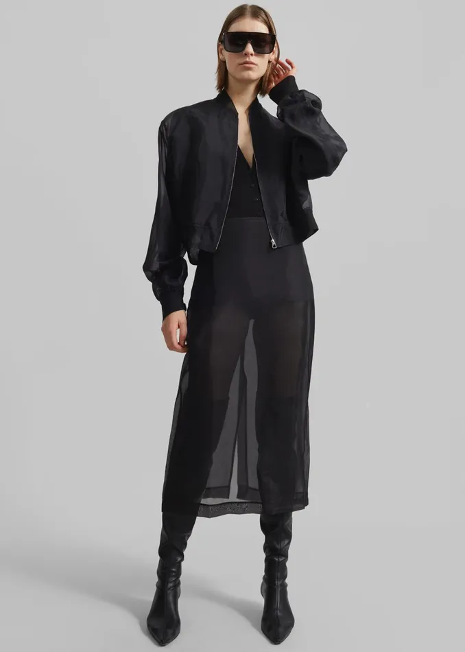Women Peri Sheer Midi Skirt 8211 Black The Frankie Shop Bottoms