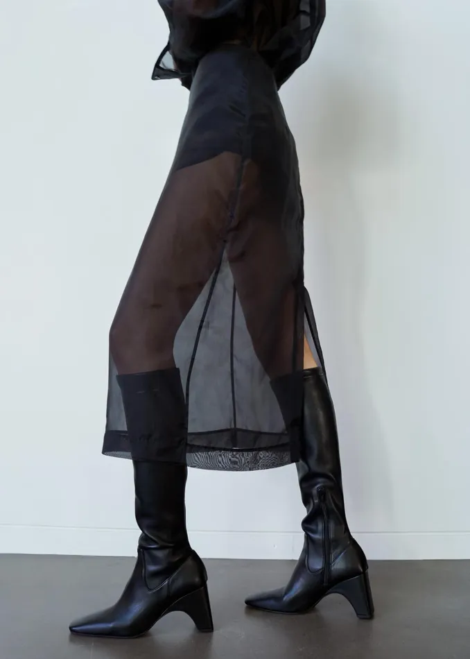 Women Peri Sheer Midi Skirt 8211 Black The Frankie Shop Bottoms