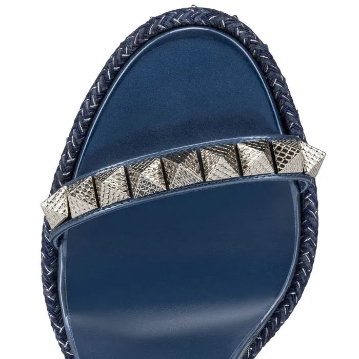 Women Pyraclou 110 Mm Espadrilles 8211 Iridescent Patent Leather 8211 Denim Christian Louboutin Platforms