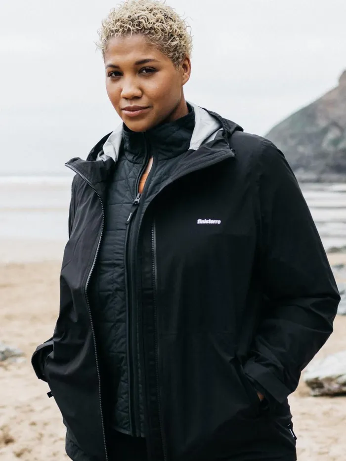 Women Rainbird Waterproof Jacket Black Finisterre Jackets Coats and Gilets