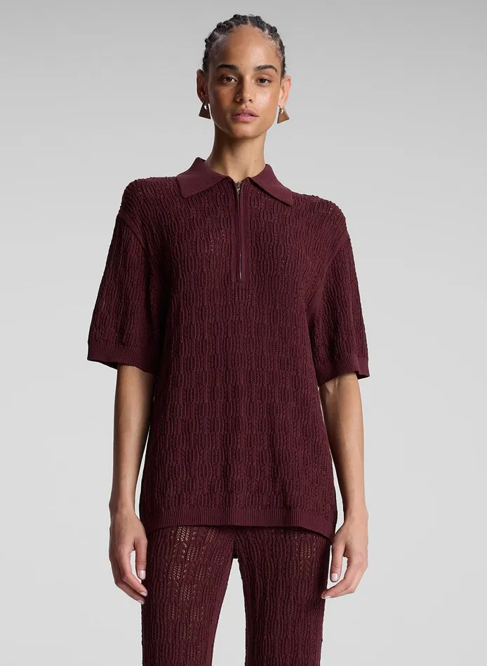 Women Reed Pointelle Knit Top Burgundy ALC Tops