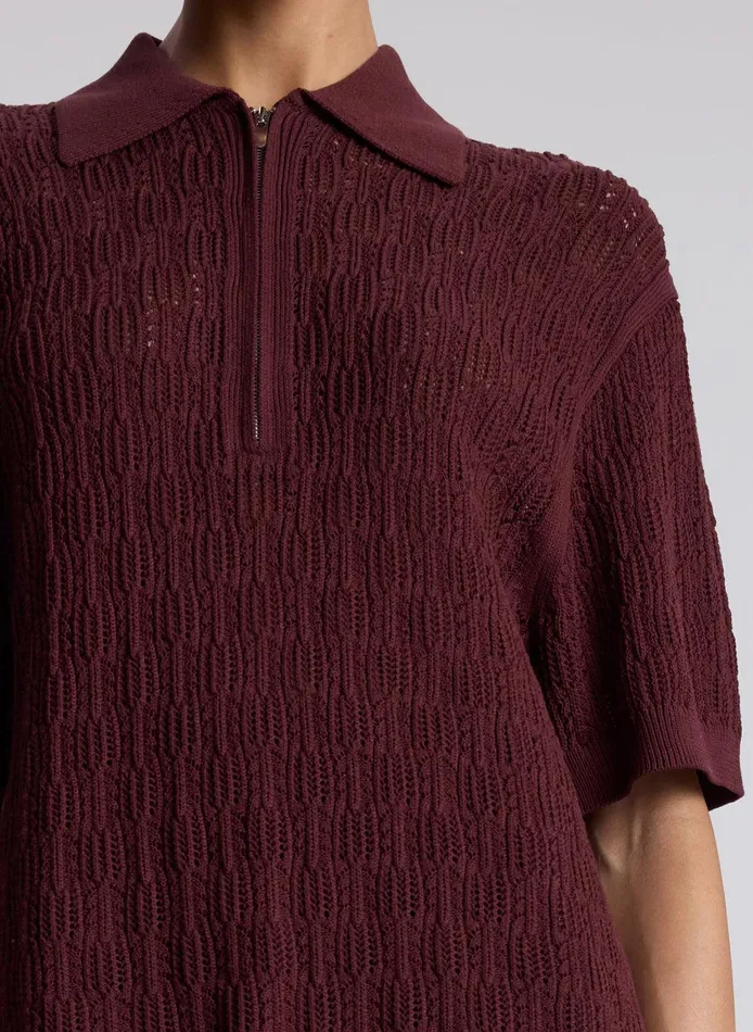 Women Reed Pointelle Knit Top Burgundy ALC Tops