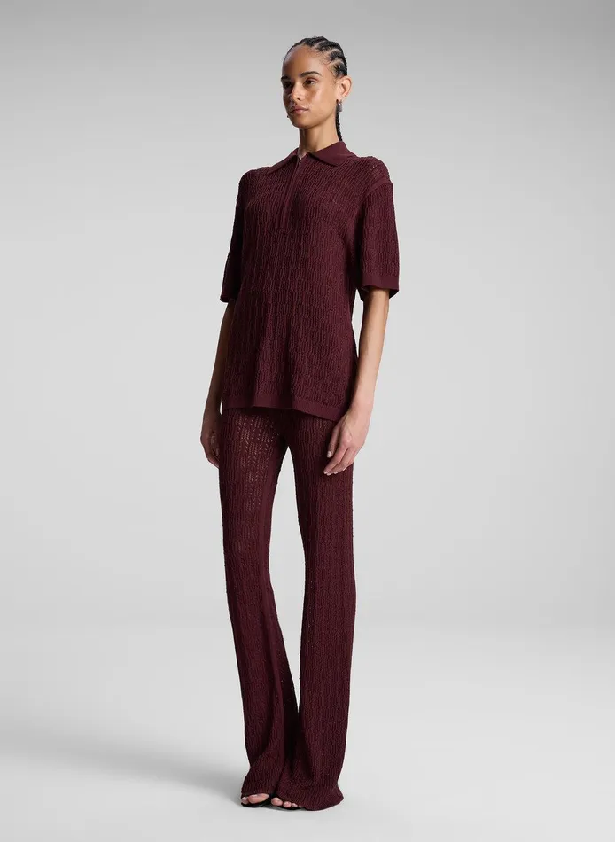 Women Reed Pointelle Knit Top Burgundy ALC Tops