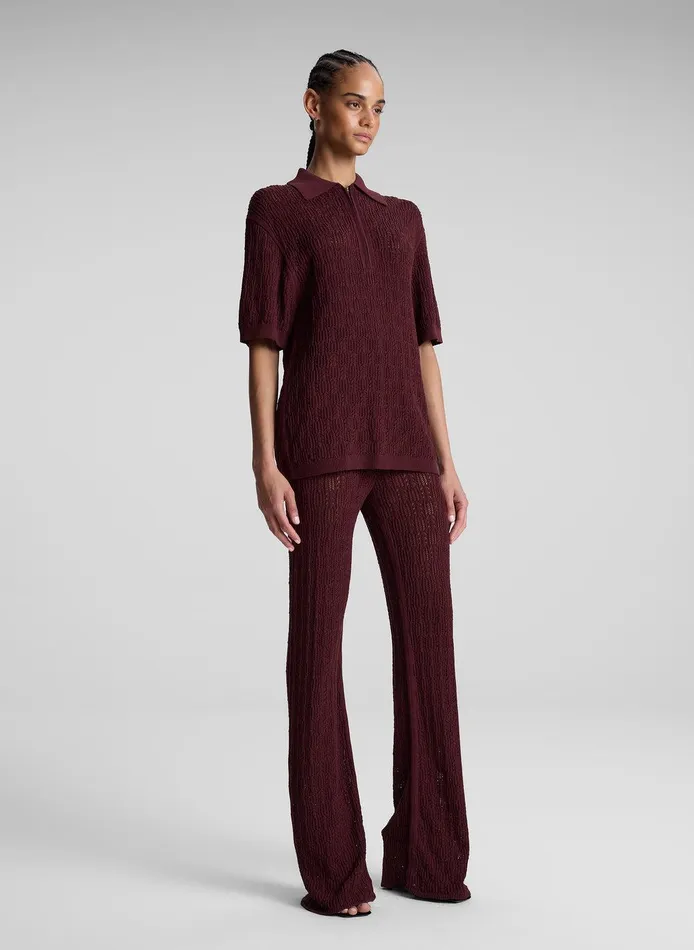 Women Reed Pointelle Knit Top Burgundy ALC Tops