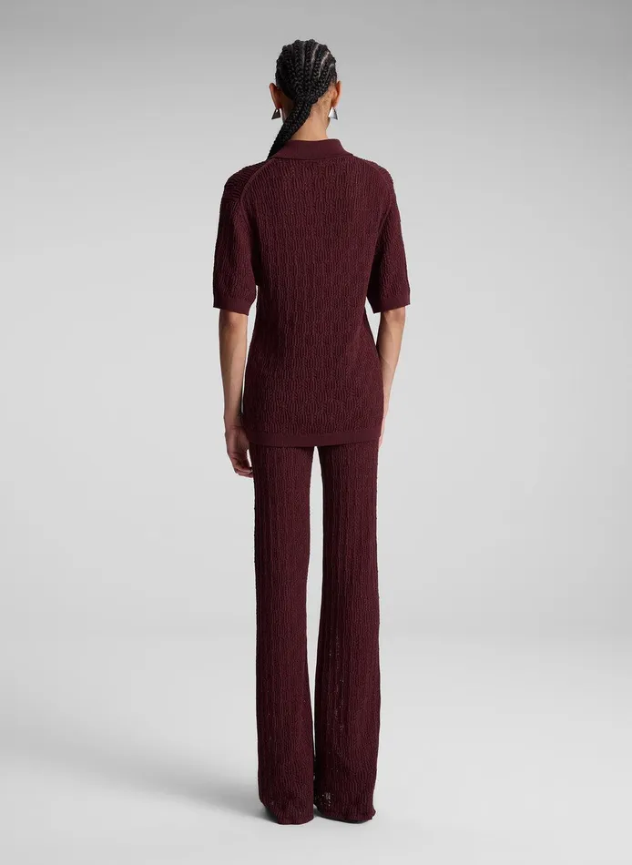 Women Reed Pointelle Knit Top Burgundy ALC Tops