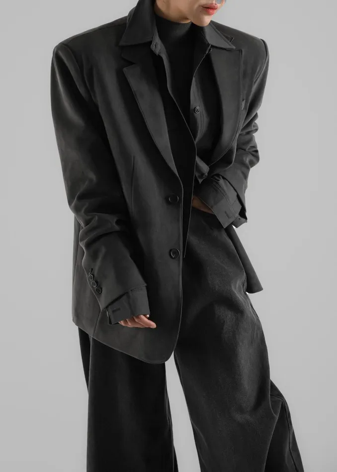 Women Renza Faux Suede Blazer 8211 Grey The Frankie Shop Outerwear
