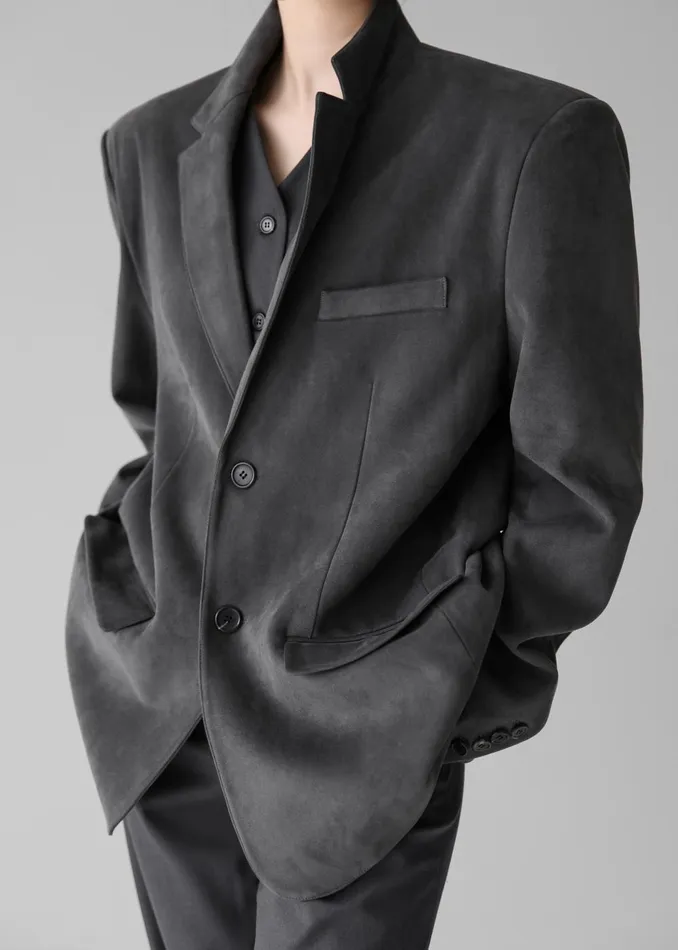 Women Renza Faux Suede Blazer 8211 Grey The Frankie Shop Outerwear