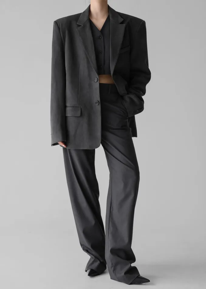 Women Renza Faux Suede Blazer 8211 Grey The Frankie Shop Outerwear