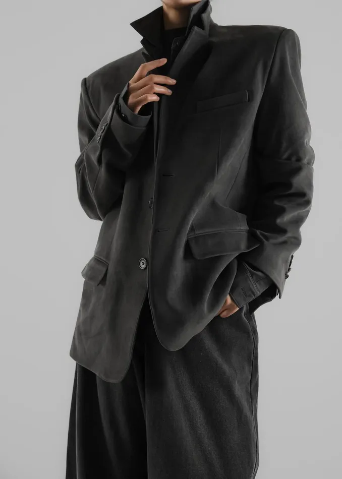 Women Renza Faux Suede Blazer 8211 Grey The Frankie Shop Outerwear