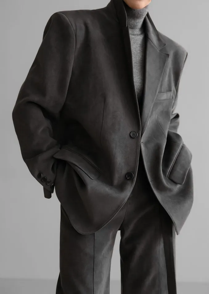 Women Renza Faux Suede Blazer 8211 Grey The Frankie Shop Outerwear