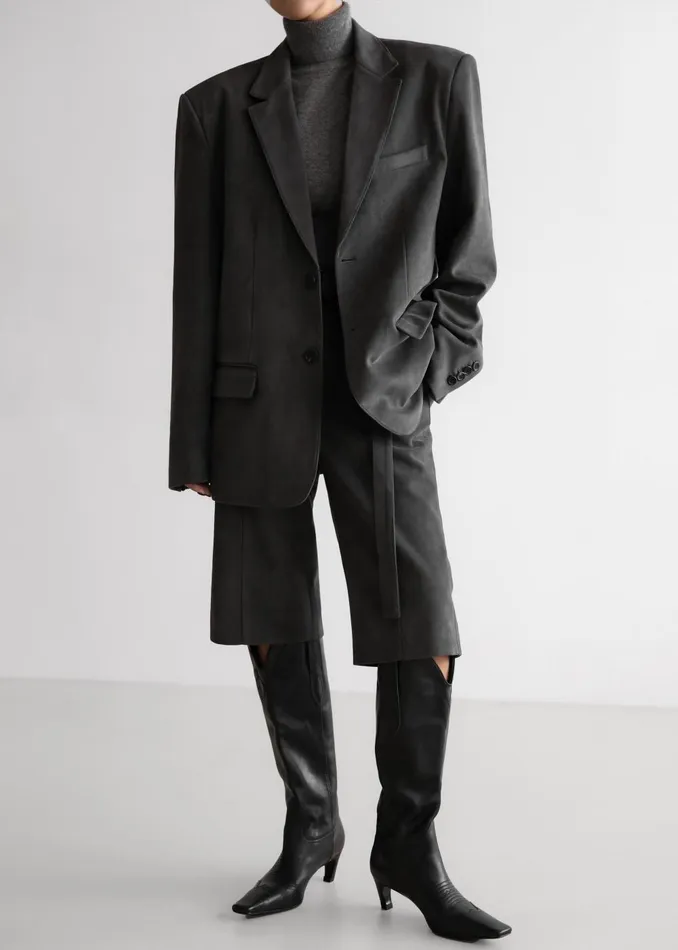 Women Renza Faux Suede Blazer 8211 Grey The Frankie Shop Outerwear