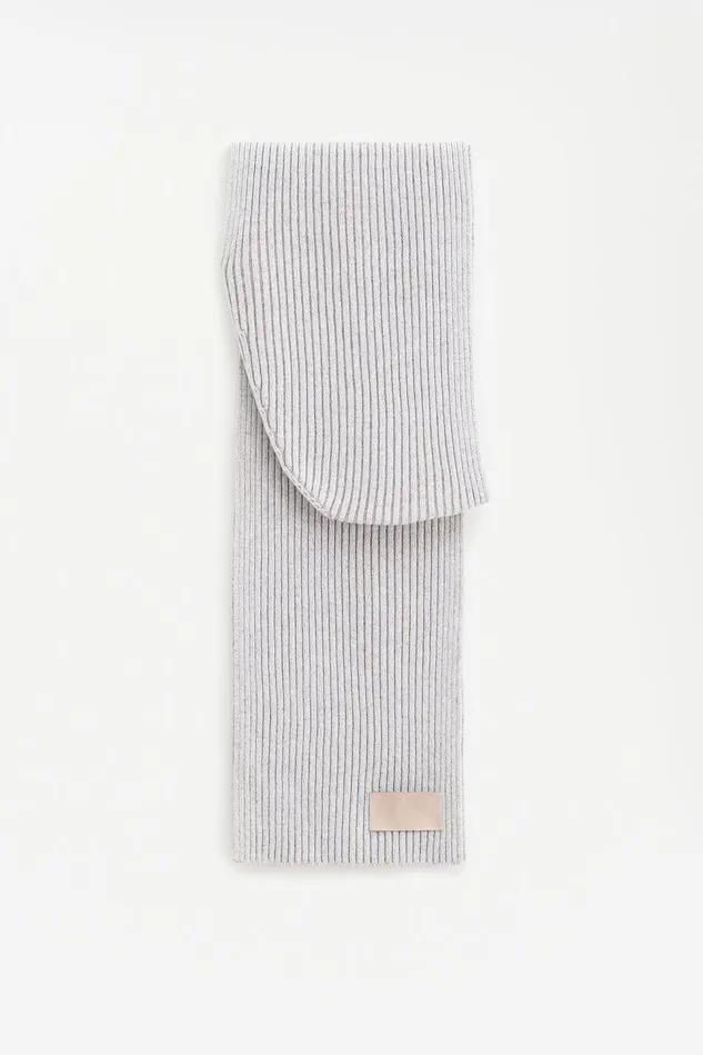 Women Rib Beanie Scarf Beigewhite Filippa K Hats and Scarves