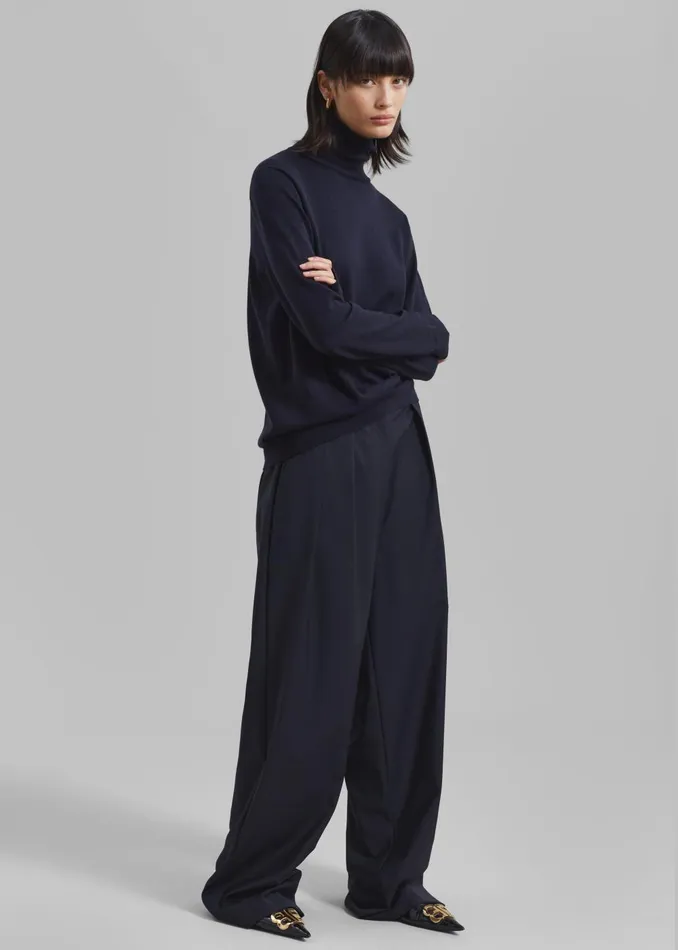 Women Ripley Pleated Trousers 8211 Navy The Frankie Shop Bottoms