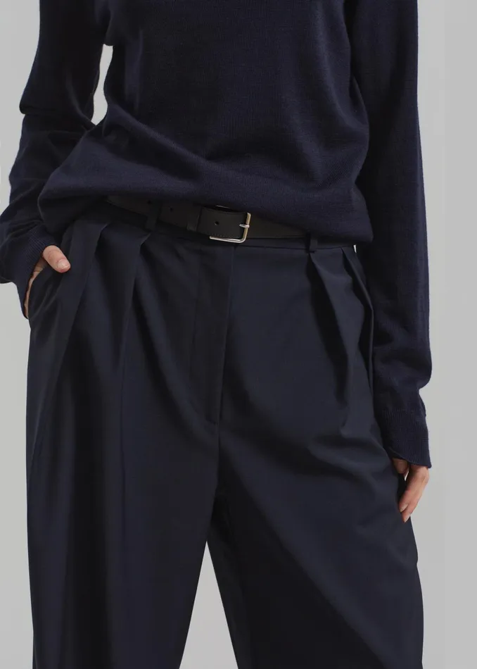 Women Ripley Pleated Trousers 8211 Navy The Frankie Shop Bottoms