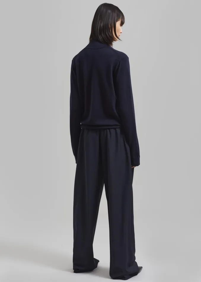 Women Ripley Pleated Trousers 8211 Navy The Frankie Shop Bottoms