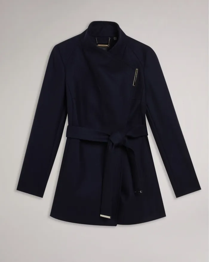 Women ROSESS 8211 Wool Wrap Short Coat Navy Ted Baker Coats and Jackets