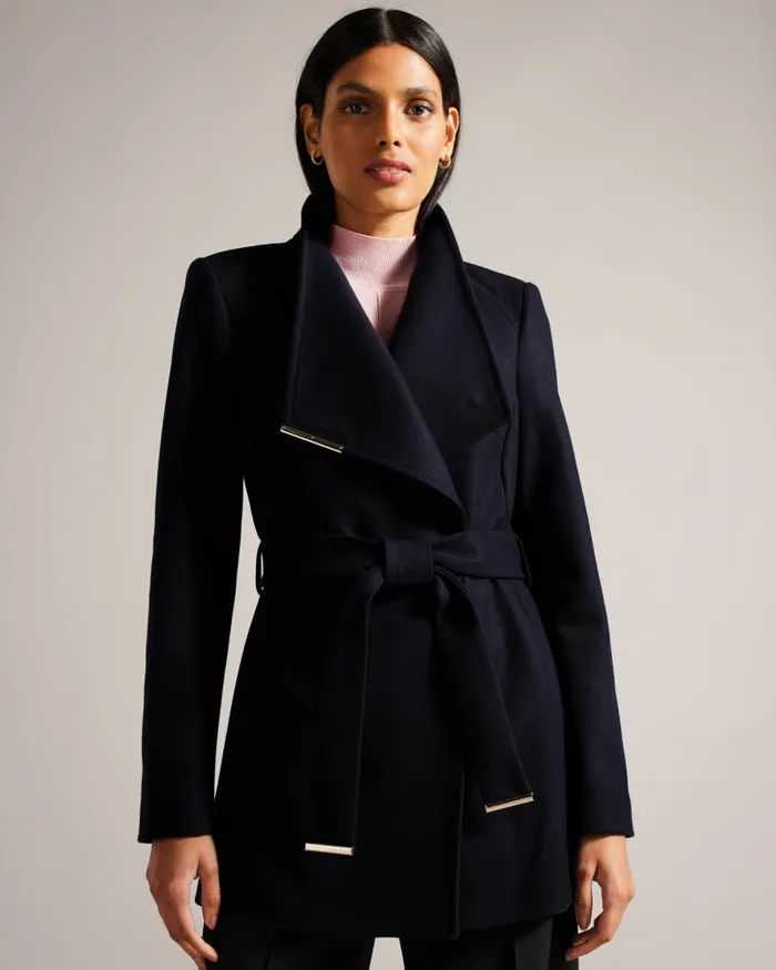 Women ROSESS 8211 Wool Wrap Short Coat Navy Ted Baker Coats and Jackets Women ROSESS 8211 Wool Wrap Short Coat Navy Ted Baker Coats and Jackets
